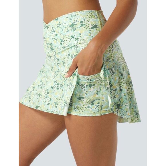 Halara Everyday Crossover Pocket 2-in-1 Tennis Skirt-Lucid Sz XL Womens Green Fl - Picture 11 of 13